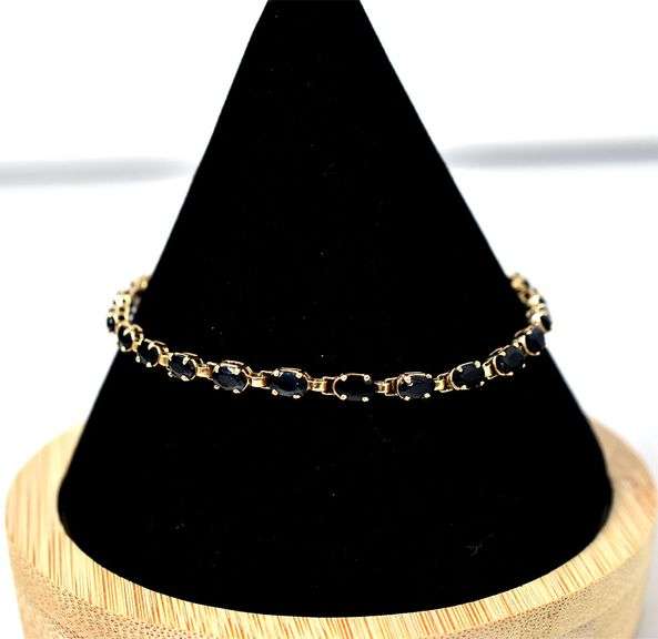 Elegant 14K Yellow Gold Blue Sapphire Gemstone Bracelet
