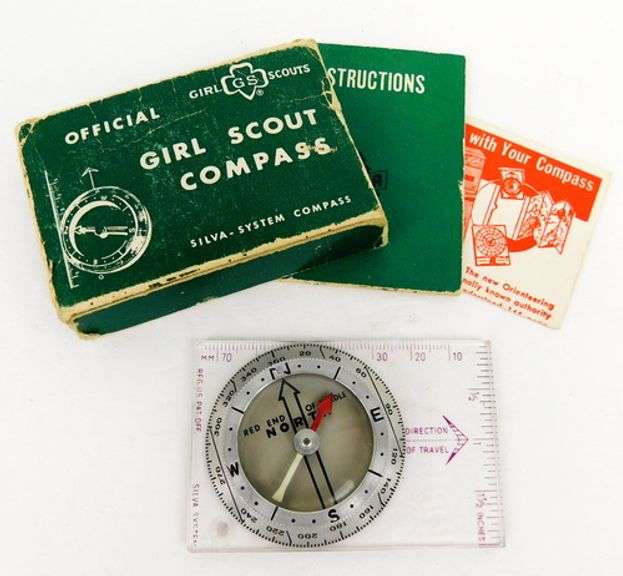 Vintage Girl Scout Compass with Box