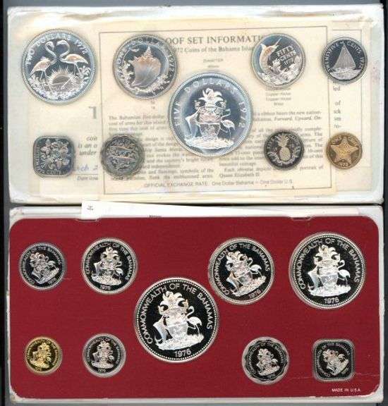 2 Silver Proof Sets from the Bahamas in Original Packaging: 1972 & 1976