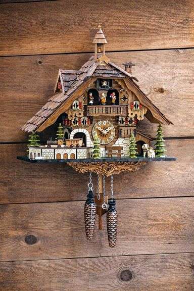 Black Forest House Cuckoo Clock with Moving Pieces