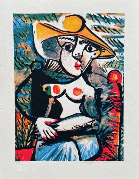 Collectible Pencil Numbered Pablo Picasso, Half Nude Lady