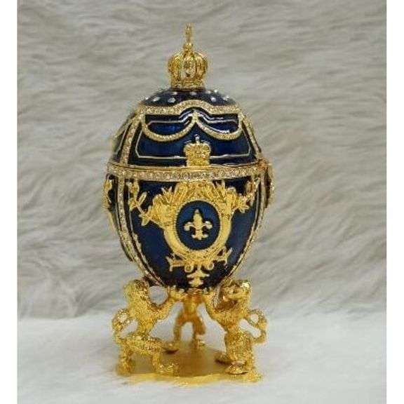 14k Gold-Plated Musical Faberge-Style Jewelry Trinket