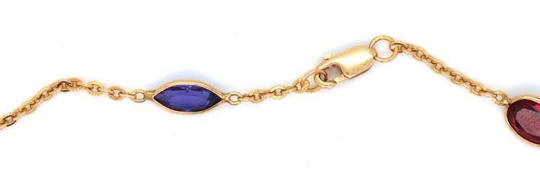 Nice 14K YG Multi-Stone Anklet