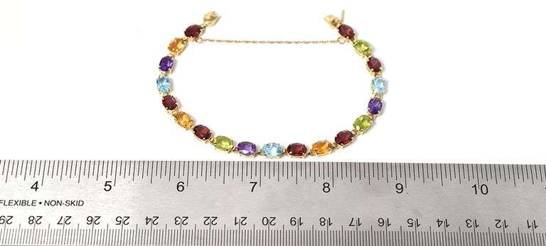 Amazing 14K Yellow Gold Multi-Gemstone Bracelet