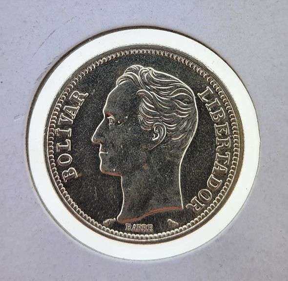 1965 Venezuela 2 Bolivares, Silver