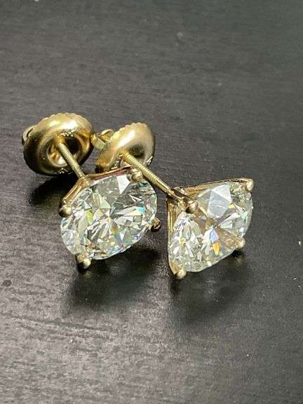 BRAND NEW 2.00 CARATS LAB GROWN DIAMOND STUDS. 14K YELLOW GOLD