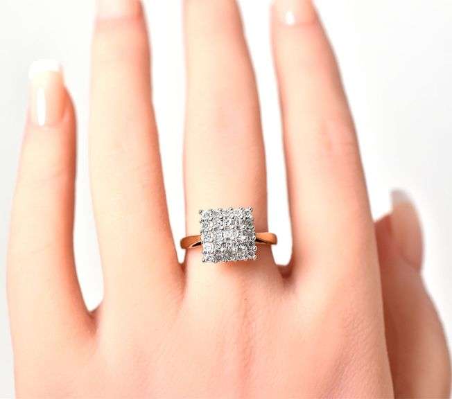 Sparkling 10K Yellow and White Gold Diamond Ring