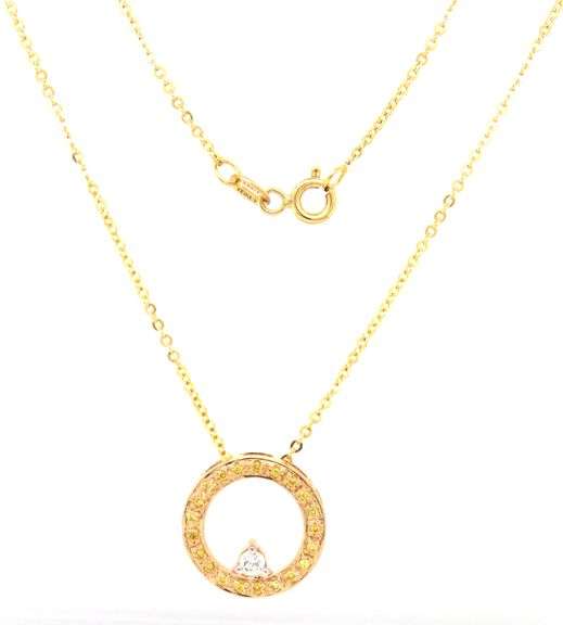 14kt Yellow gold 0.15ctw white and yellow diamond circle pendant on chain