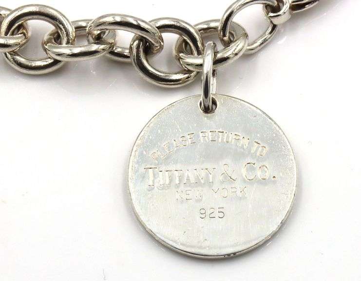 925 Sterling silver Tiffany & Co round tag charm bracelet