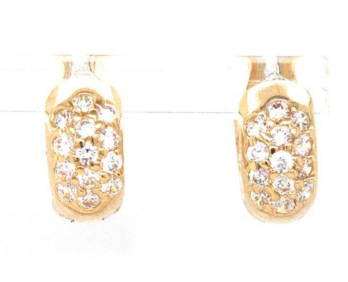 14kt Yellow gold Pave CZ huggies