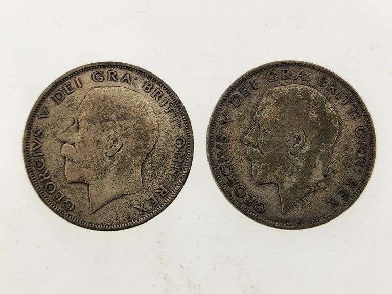 1923 & 1926 Great Britain Half Crown, Silver