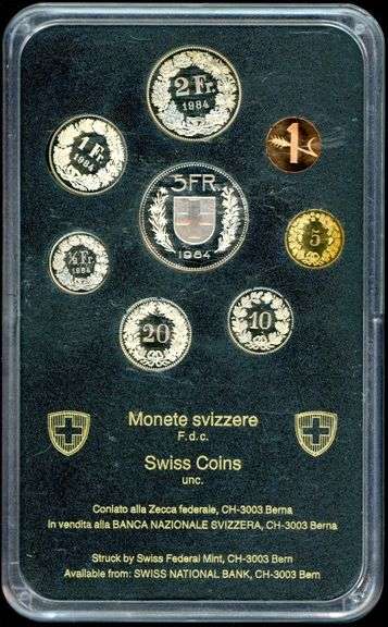 1984 Swiss 8-Piece Proof Set in Original Case