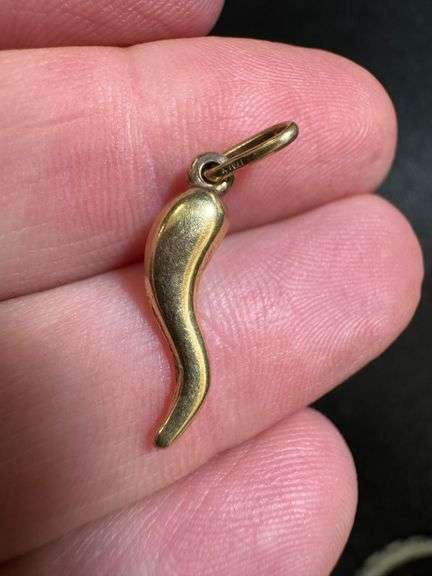 10K Yellow Gold Italian Horn Amulet Pendant