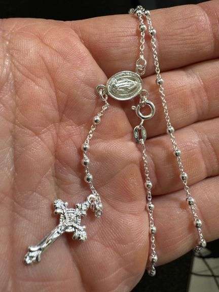 Sterling Silver 925 18" Rosary Necklace