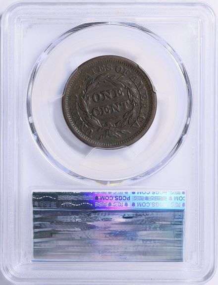 1856 Braided Hair Large Cent “Upright 5” PCGS Genuine XF Details Scarce Pre-Flying Eagle Issue