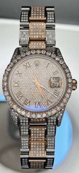 ROLEX STAINLESS STEEL GOLD DIAMOND DIAL JUBILEE BAND WATCH 11.5CT