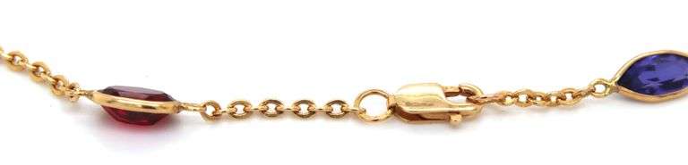Nice 14K YG Multi-Stone Anklet