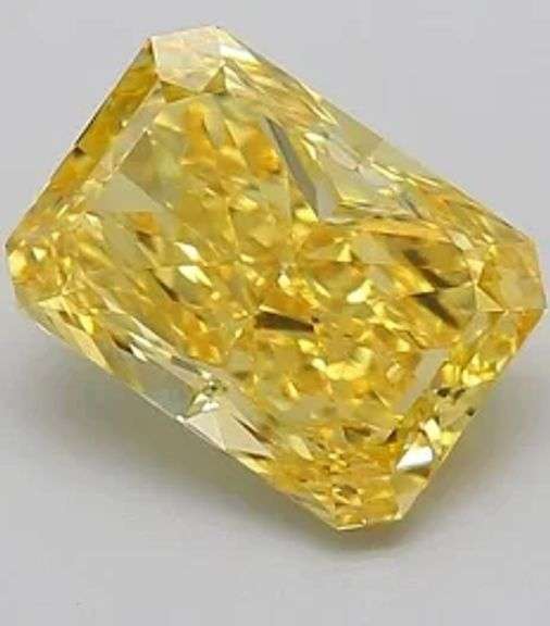 Very High Quality I.G.I. Certified Fancy Yellow Lab Diamond - 2.52 Carats, Cut Corner Rectangular Mo