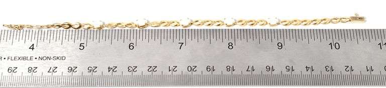 Pretty 14K Yellow Gold Opal Gemstone Bracelet