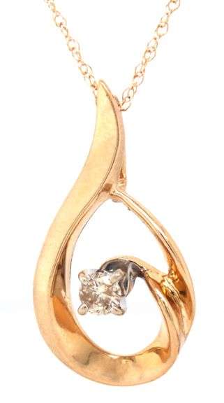 10kt Yellow gold 0.15ct diamond pendant on chain necklace