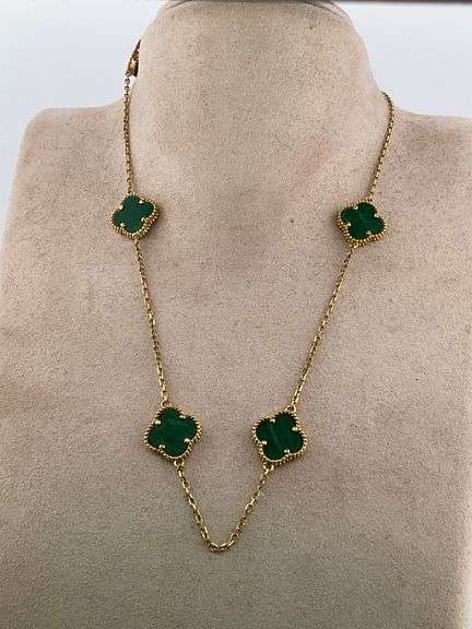 CERTIFIED 14K YELLOW GOLD CLOVER NECKLACE