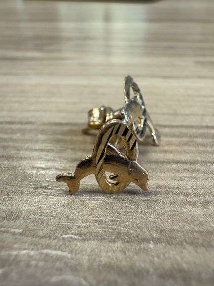 10K Yellow Gold Dolphin Earrings