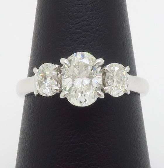 Classic Three Stone Diamond Ring in 18k White Gold