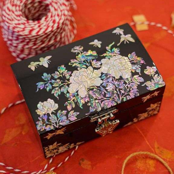 Mother of Pearl Jewelry Box with Mirror Handmade Storage