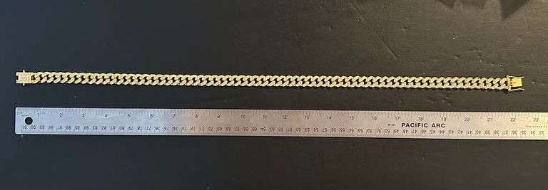 Sparkling Huge 92.3 Gram 14 Kt White Gold Plated Miami Cuban Link Necklace