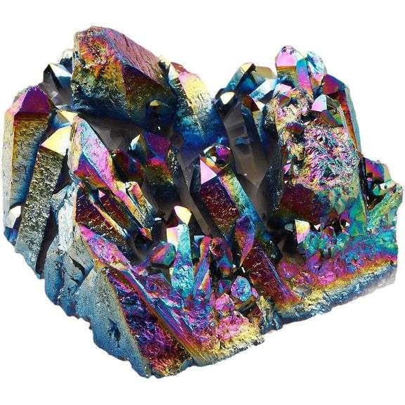 Rainbow Aura Quartz Crystal Cluster Titanium Coated