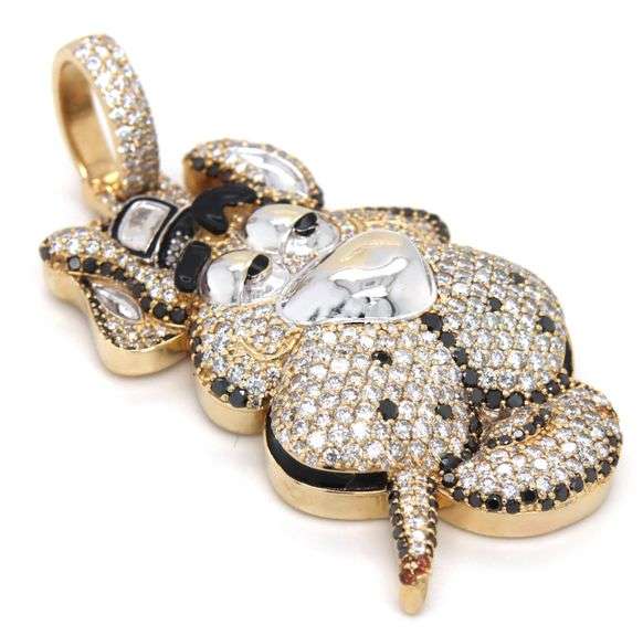 10kt Yellow gold 4.75ctw white and black diamond Scooby-Doo pendant