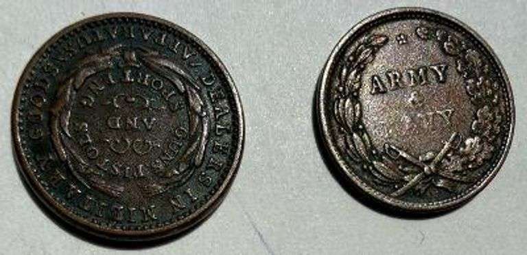 2 1863 Patriotic CW Tokens