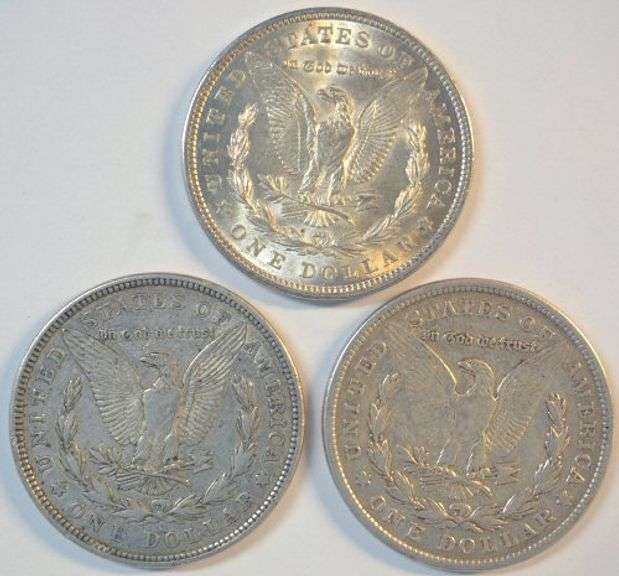1921 P-D-S Morgan Silver Dollars. Last year of issue for Morgans