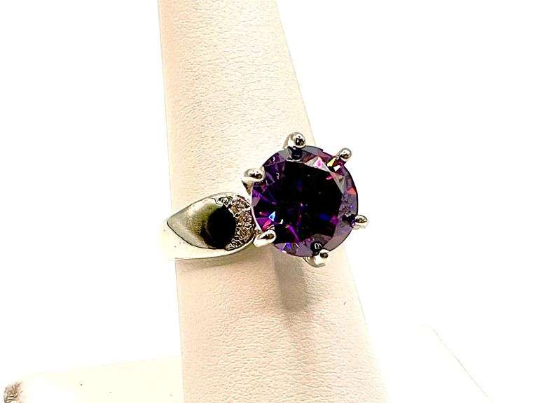 14 Kt, White Gold Plate 3.5 Ct Vs1 Russian Color Change Lab Simulated Alexandrite Ring