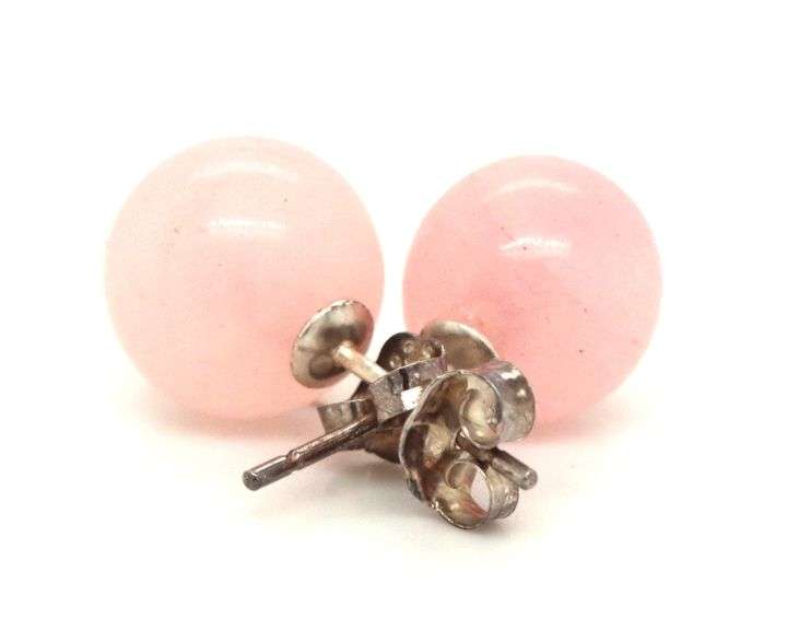 925 Sterling silver Rose quartz stud earrings