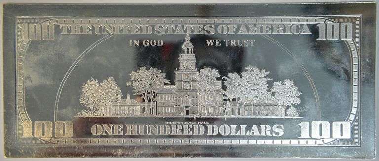 Prooflike Year 2000 $100 Bill Facsimile 4 Troy Oz pure .999 fine Silver