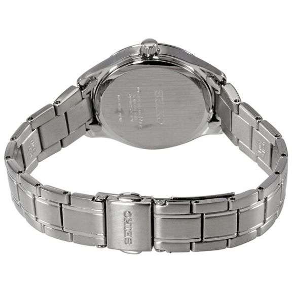 Seiko Women’s Stainless Steel Watch – Blue Dial, Sapphire Crystal, 30mm Case, Date Display, 100M Wat