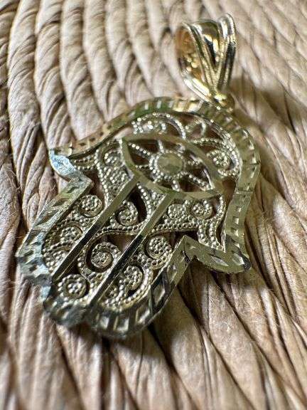 10k Yellow Gold Hamsa Pendant
