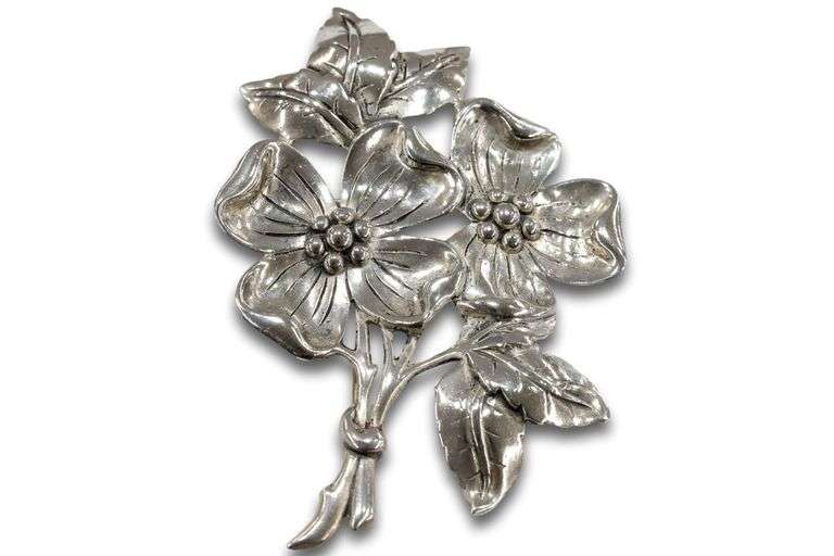 Vintage Sterling Dogwood Broach