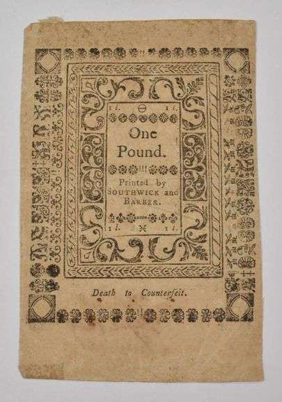 1786 20 Shillings Newport, Rhode Island Colonial Currency
