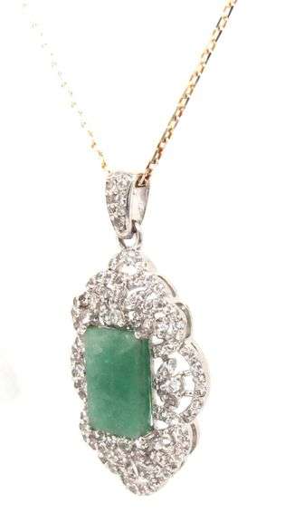 Amazing 4.50CTS Emerald Cut Natural Emerald cut emerald & Sapphire Pendant Necklace in Sterling Silv