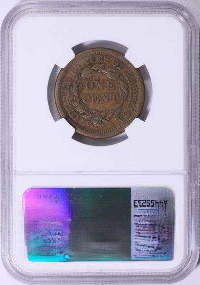 1856 Braided Hair Large Cent Slanted 5 Variety NGC VF-25 BN Better Date U.S. Copper