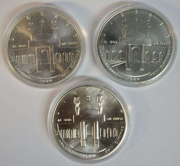Gem BU 1984 P-D-S Uncirculated Olympic Silver Dollar set