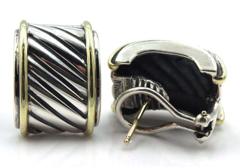 David Yurman 2 tone Cigar earrings