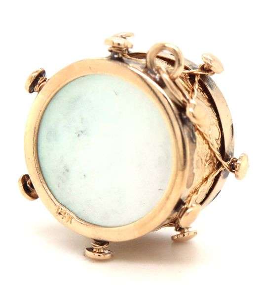 14kt Yellow gold mother of pearl drum charm