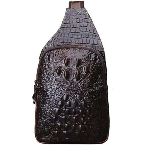 Crocodile Leather Sling Bag Crossbody Travel Bag