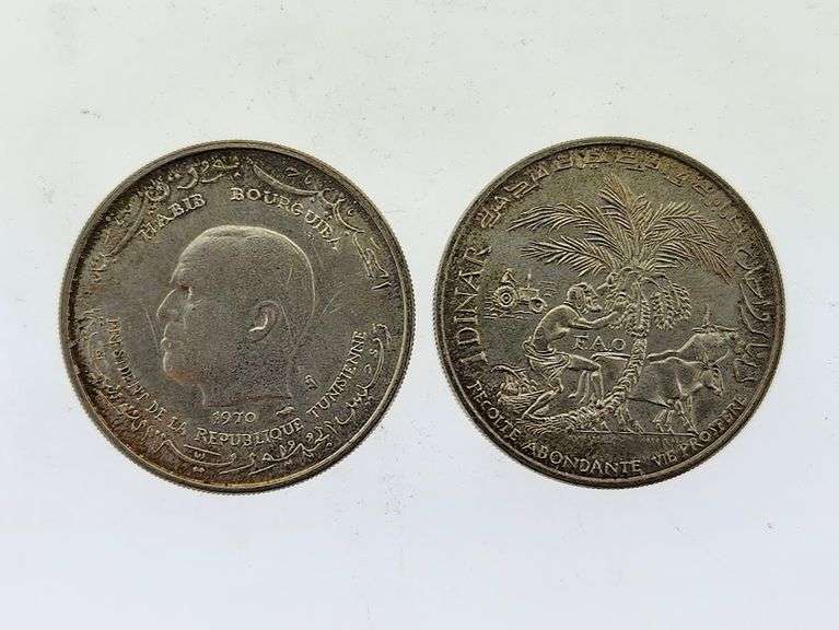 (Lot Of 2) Tunisia 1 Dinar, Silver