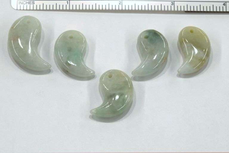 Vintage Natural Jadeite Pendants - Lot of 5