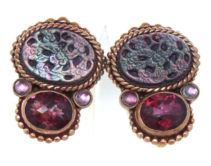 Stephen Dweck multi gemstone clip on earrings