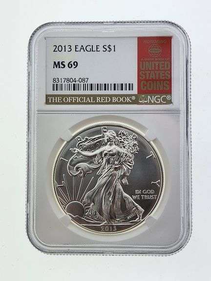 2013 American Silver Eagle, NGC MS69 "Red Book Label"
